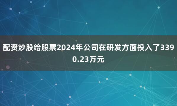 配资炒股给股票2024年公司在研发方面投入了3390.23万元